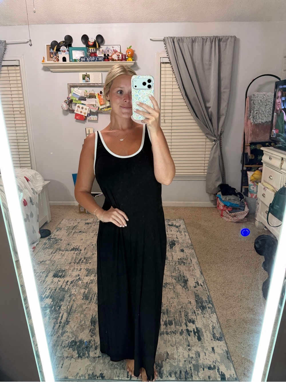 a new day Black Maxi Tank Dress with White Trim